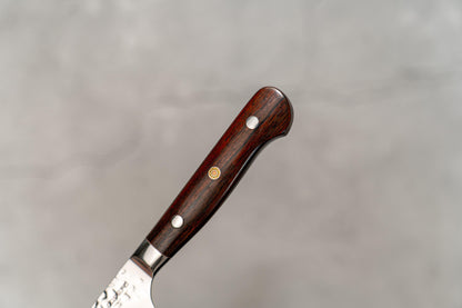 Couteau à découper/parer Noseto Yohan en damas martelé 90 mm, manche occidental en palissandre