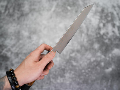 Couteau Nakiri Noseto Kiiro 37 couches en acier de Damas et cuivre, 170 mm, manche en bois de fer