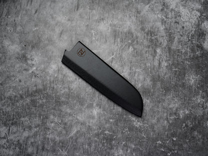 Couteau Santoku Noseto Neno 180 mm, 3 couches d'acier au carbone, bois rouge et corne de buffle