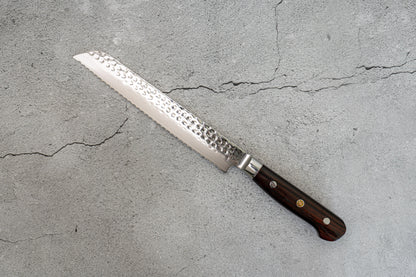 Couteau à pain Noseto Yohan martelé Damas 210 mm Manche occidental en palissandre