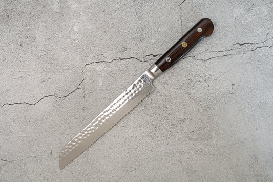 Couteau à pain Noseto Yohan martelé Damas 210 mm Manche occidental en palissandre