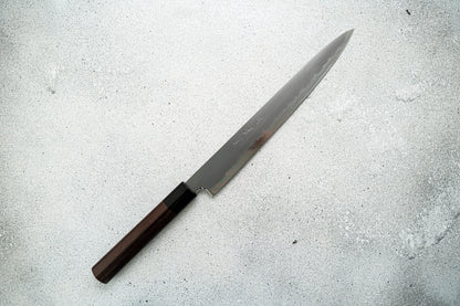 Couteau japonais Jikko White Steel n° 2 Sujihiki, manche Shitan, 240 mm