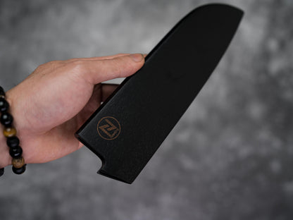 Couteau Santoku Saya Noseto 180 mm en bois de noyer magnétique noir