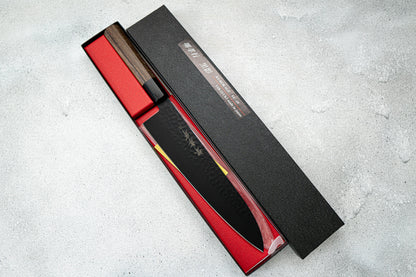 Sakai Takayuki Gyuto 240 mm Kurokage VG10 martelé revêtement en téflon poignée wengé