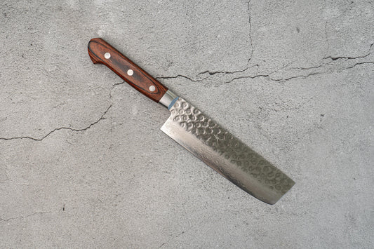 Seisuke VG10 Couteau japonais Damas Nakiri 17 couches, manche en acajou de 165 mm