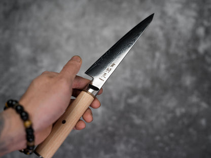 Couteau Noseto Honesuki 150 mm avec manche en bois de pakka et traversin pleine soie
