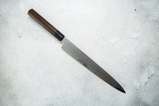 Couteau à trancher Jikko White Steel n° 2 Sujihiki, manche Shitan, 270 mm