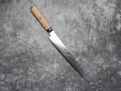 Mitre pleine soie Noseto Sujihiki 240 mm avec manche en bois de pakka