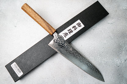 Seisuke Tsukikage AUS10 Migaki Finished Hammered Damascus Gyuto Japanese Knife 210mm Oak Handle