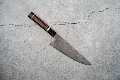 Couteau Noseto Kaji Gyuto 210 mm, Damas, noyau en acier VG-10, 67 couches, cornes de buffle, bois de fer