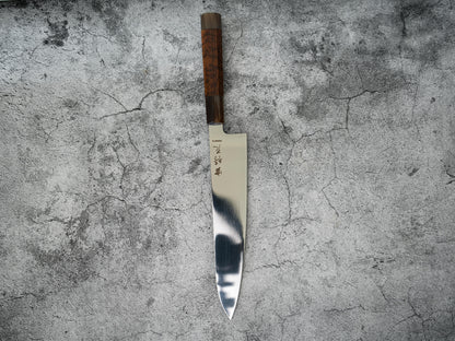 Noseto Hudo 240 mm Gyuto finition miroir VG10 simple acier avec bois de serpent et pierre blanche