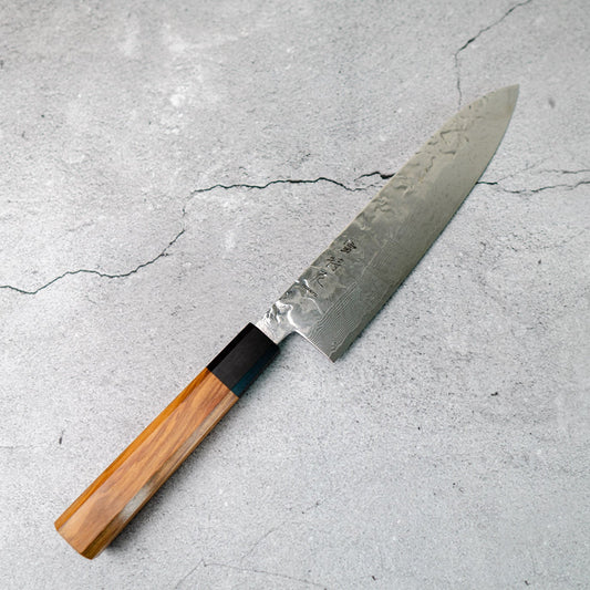 Noseto Gami 67-Layer Damascus Gyuto 210mm Mirror Polish with Ebony & Olive Wood Octagonal Handle