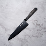 Noseto Buto Gyuto 210mm Aus-8 Black Titanium Damascus Ebony Handle
