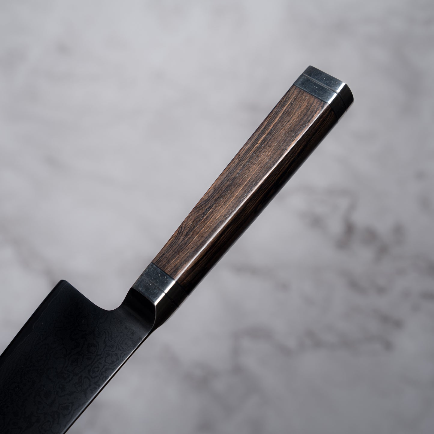 Noseto Buto Gyuto 210mm Aus-8 Black Titanium Damascus Ebony Handle