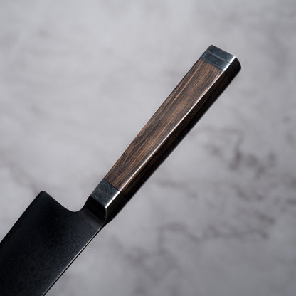 Noseto Buto Gyuto 210mm Aus-8 Black Titanium Damascus Ebony Handle