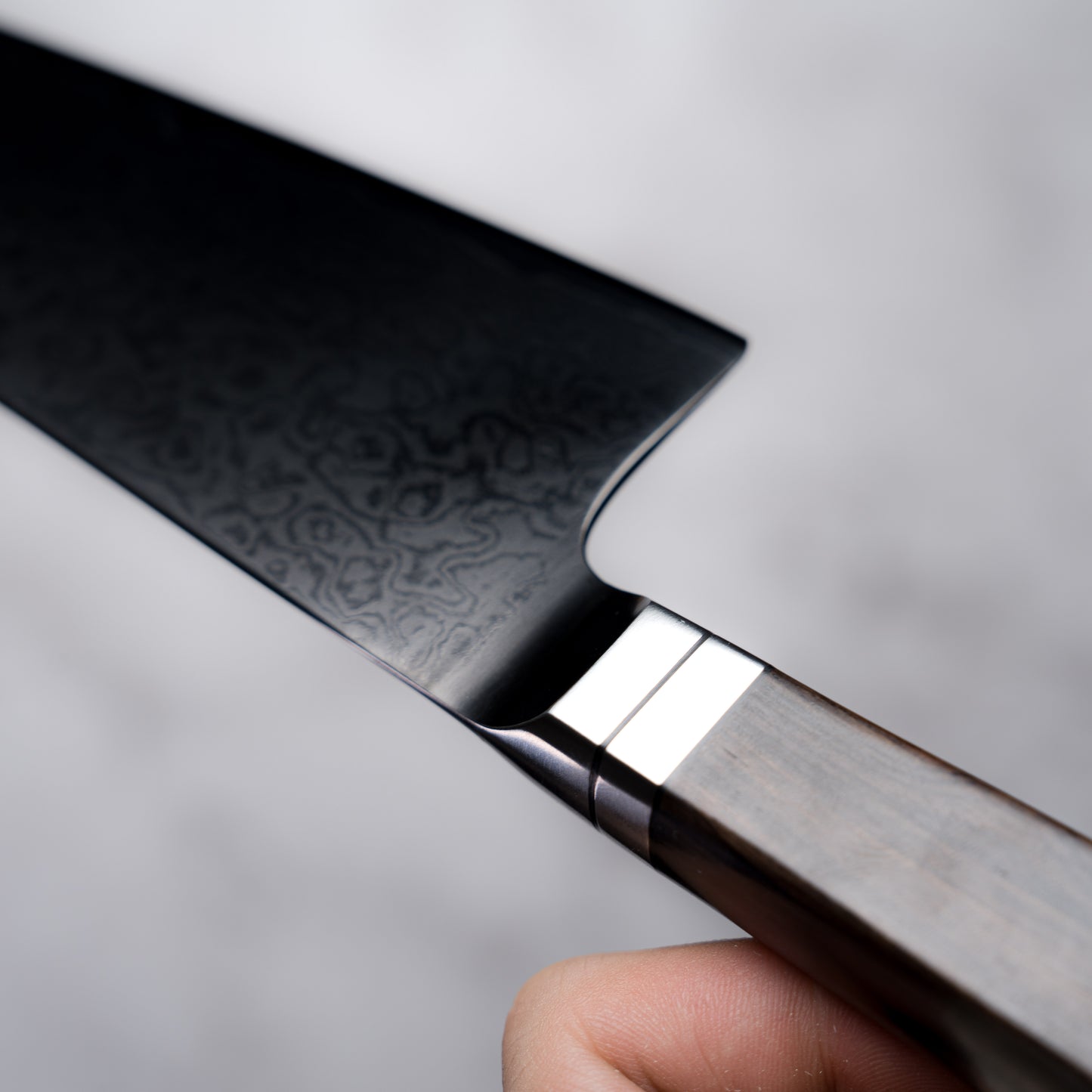 Noseto Buto Gyuto 210mm Aus-8 Black Titanium Damascus Ebony Handle