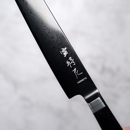 Noseto Buto Sujihiki 240mm Aus-8 Black Titanium Damascus Ebony Handle