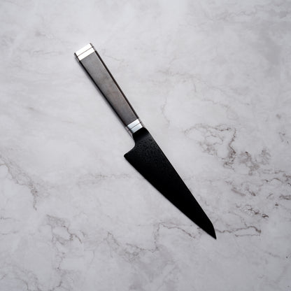 Noseto Buto Honesuki 150mm Aus-8 Black Titanium Damascus Ebony Handle