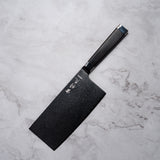 Noseto Buto Cleaver 180mm Aus-8 Black Titanium Damascus Ebony Handle