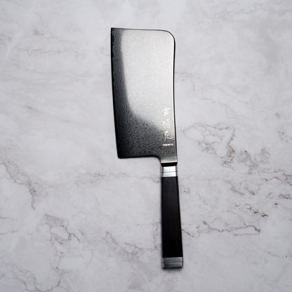 Noseto Buto Chopper 165mm Aus-8 Black Titanium Damascus Ebony Handle