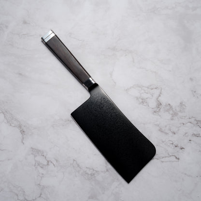 Noseto Buto Chopper 165mm Aus-8 Black Titanium Damascus Ebony Handle