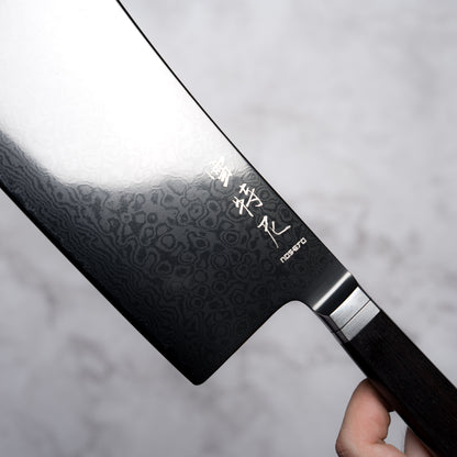 Noseto Buto Chopper 165mm Aus-8 Black Titanium Damascus Ebony Handle