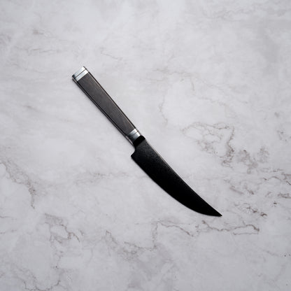 Noseto Buto Steak Knife 135mm Aus-8 Black Titanium Damascus Ebony Handle