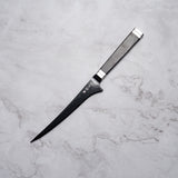 Noseto Buto fillet knife 180mm Aus-8 Black Titanium Damascus Ebony Handle