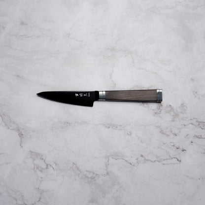 Noseto Buto Paring 105mm Aus-8 Black Titanium Damascus Ebony Handle