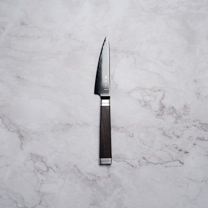 Noseto Buto Paring 105mm Aus-8 Black Titanium Damascus Ebony Handle