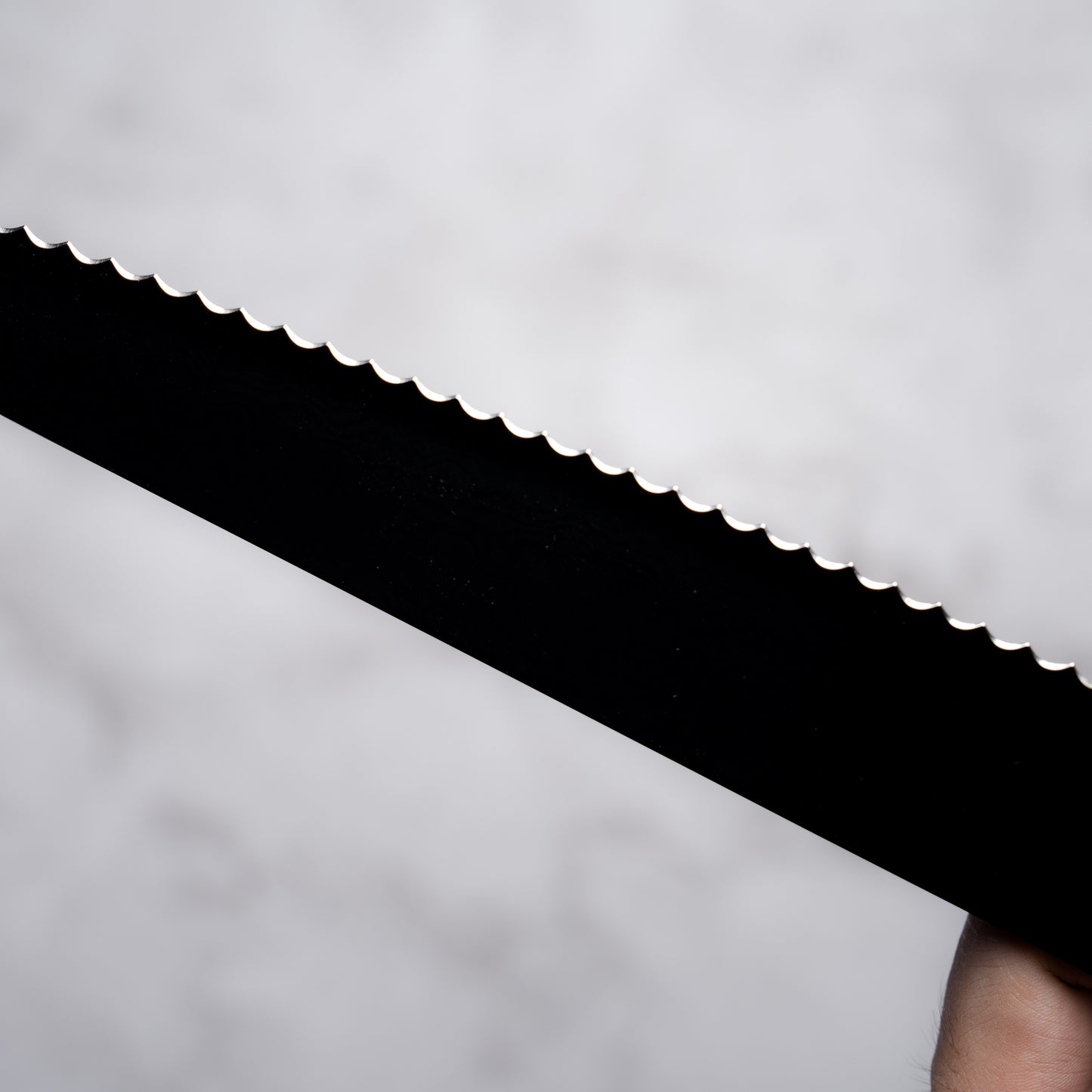 Noseto Buto Bread Knife 210mm Aus-8 Black Titanium Damascus Ebony Handle