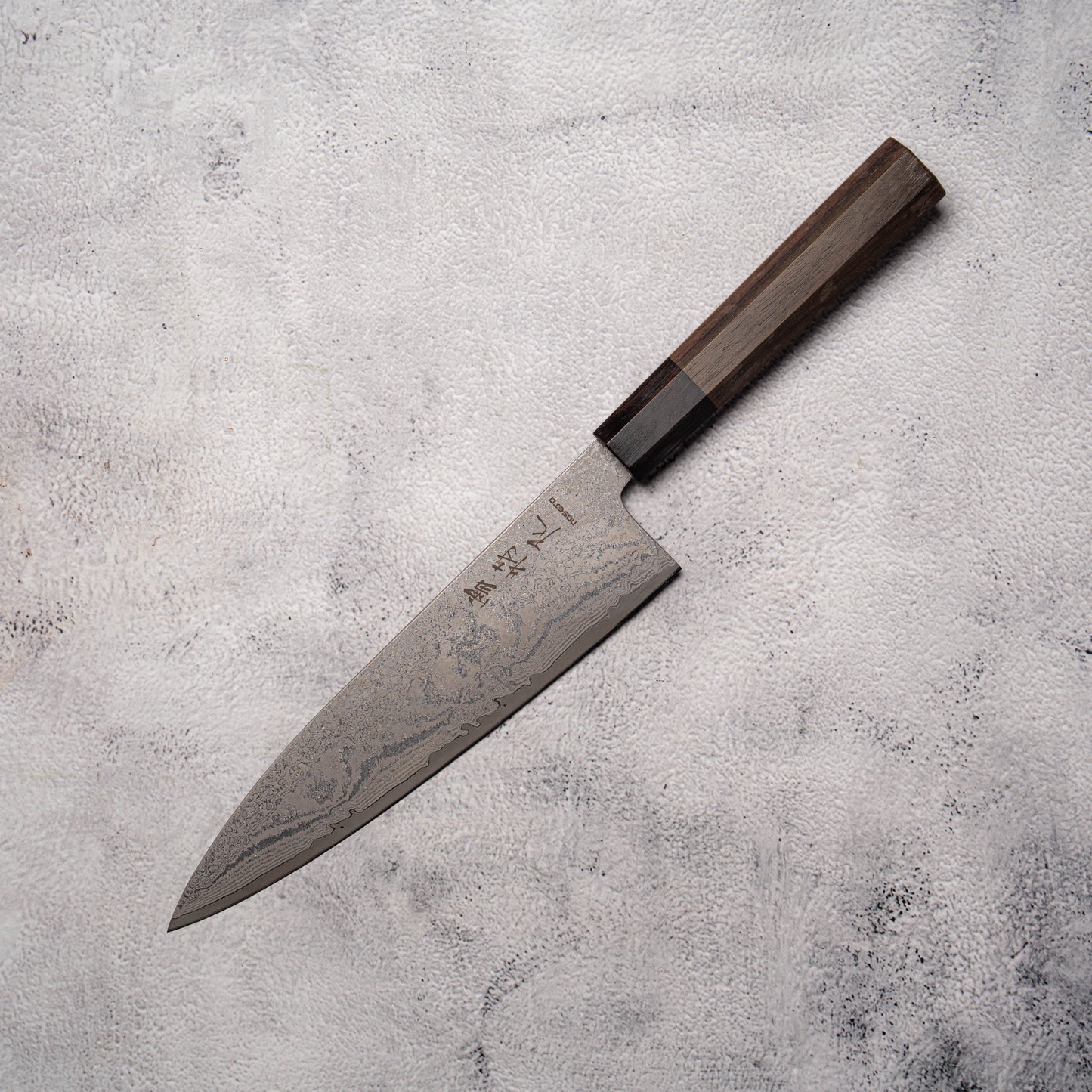 Noseto Kage Gyuto 210mm S35VN Powder Steel Ebony & Sandal Wood Octagonal Handle