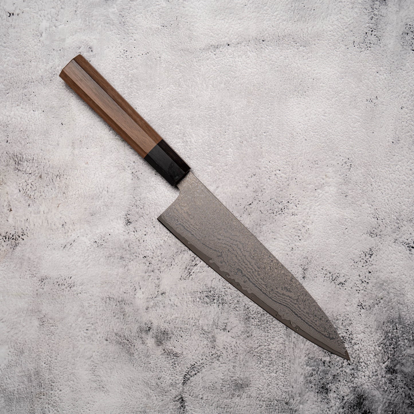 Noseto Kage Gyuto 210mm S35VN Powder Steel Ebony & Sandal Wood Octagonal Handle