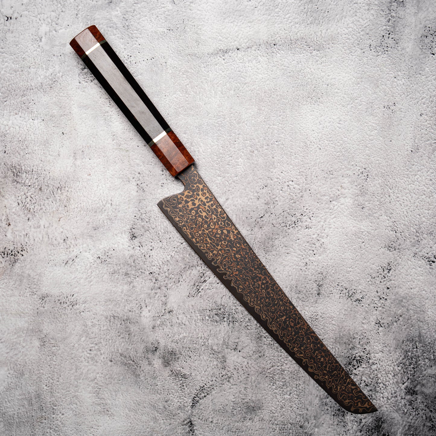 Noseto DMS Sujihiki 240mm 37Layer Tricolour Copper with Burl Knurl & Ebony Handle