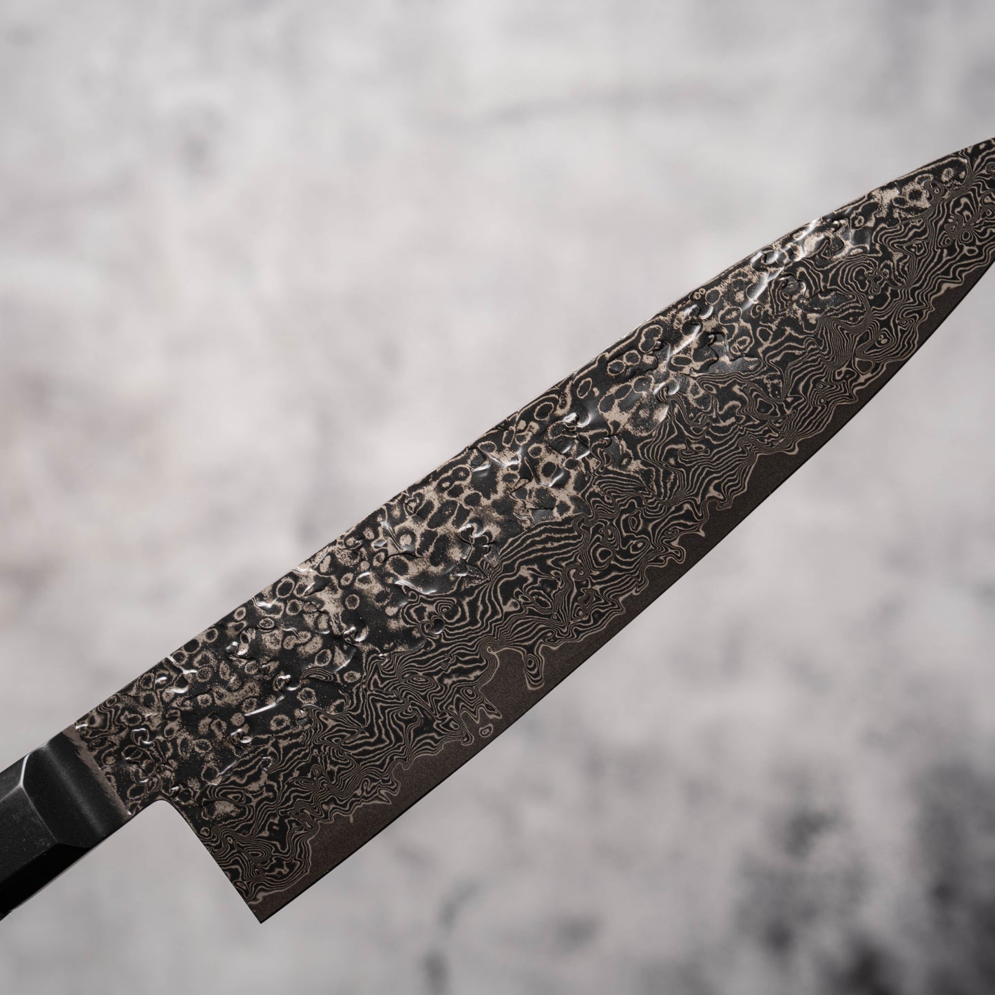 Noseto Uchi Gyuto 210mm Black Damascus VG-10 Ferrule Stabilized Wood Handle