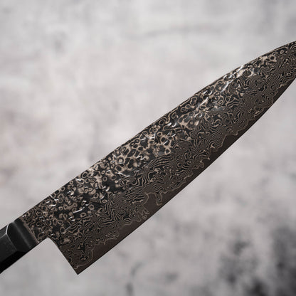 Noseto Uchi Gyuto 210mm Black Damascus VG-10 Ferrule Stabilized Wood Handle