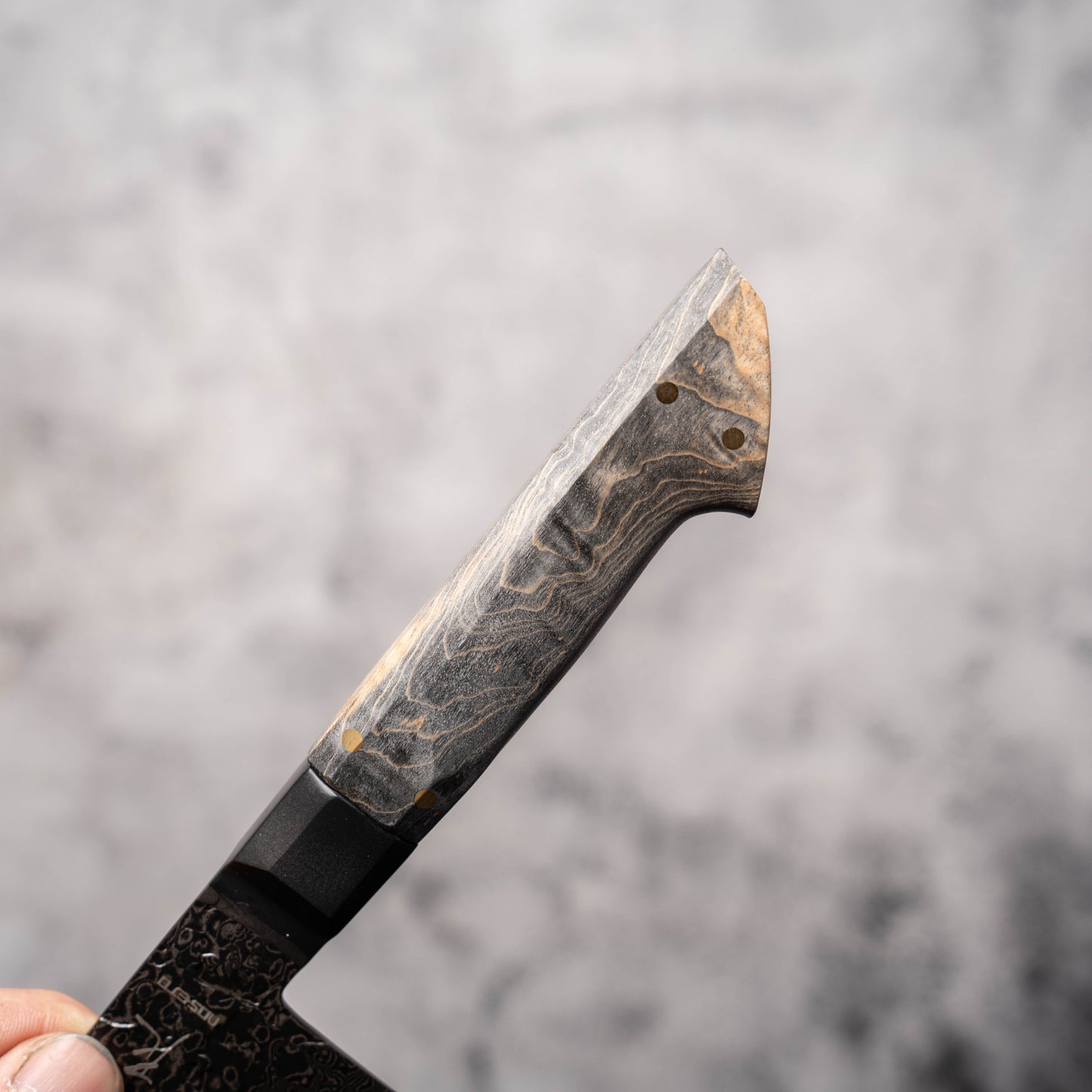 Noseto Uchi Gyuto 210mm Black Damascus VG-10 Ferrule Stabilized Wood Handle