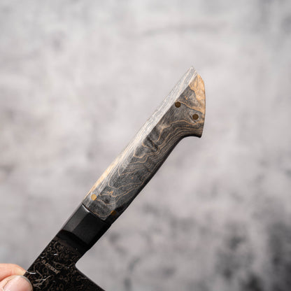 Noseto Uchi Gyuto 210mm Black Damascus VG-10 Ferrule Stabilized Wood Handle