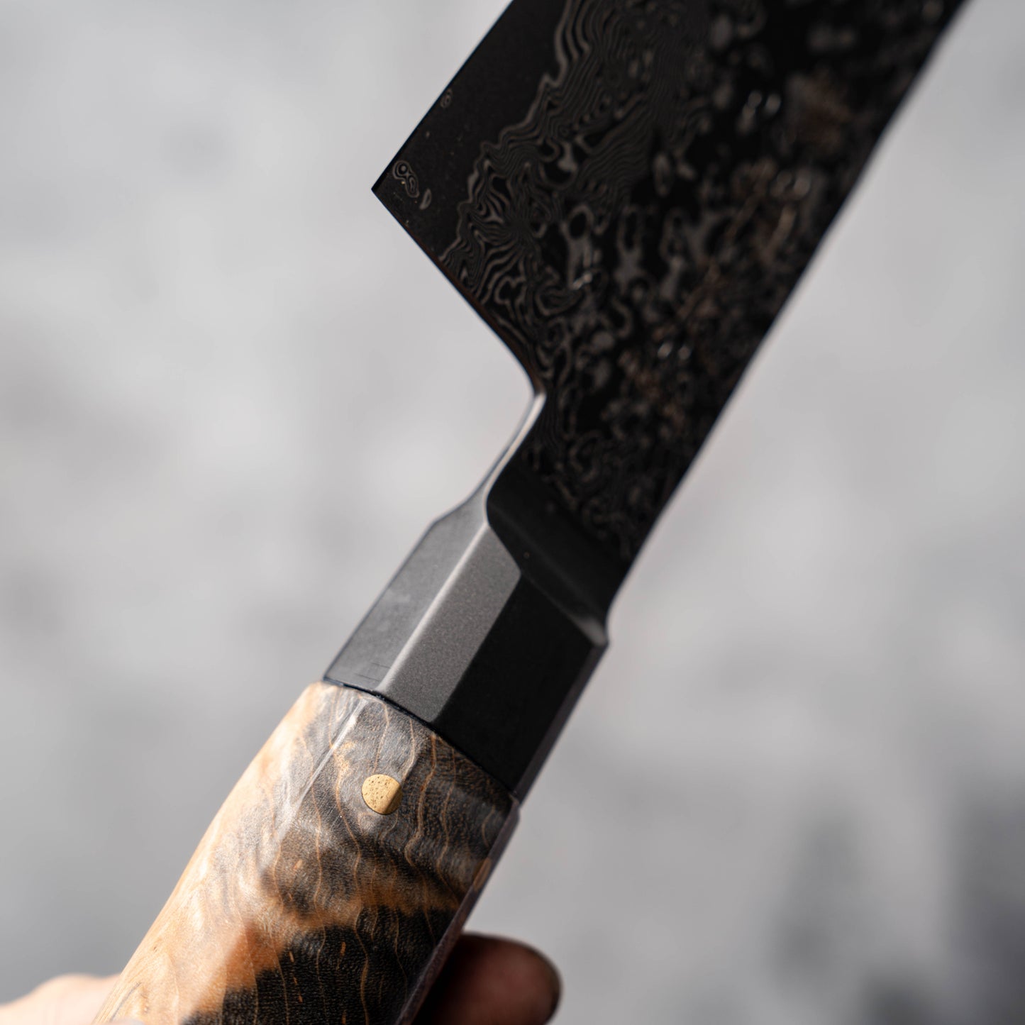 Noseto Uchi 180mm Santoku Black Damascus VG-10 Ferrule Stabilized Wood Handle