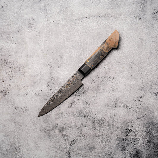 Noseto Uchi 135mm Petty Black Damascus VG-10 Ferrule Stabilized Wood Handle