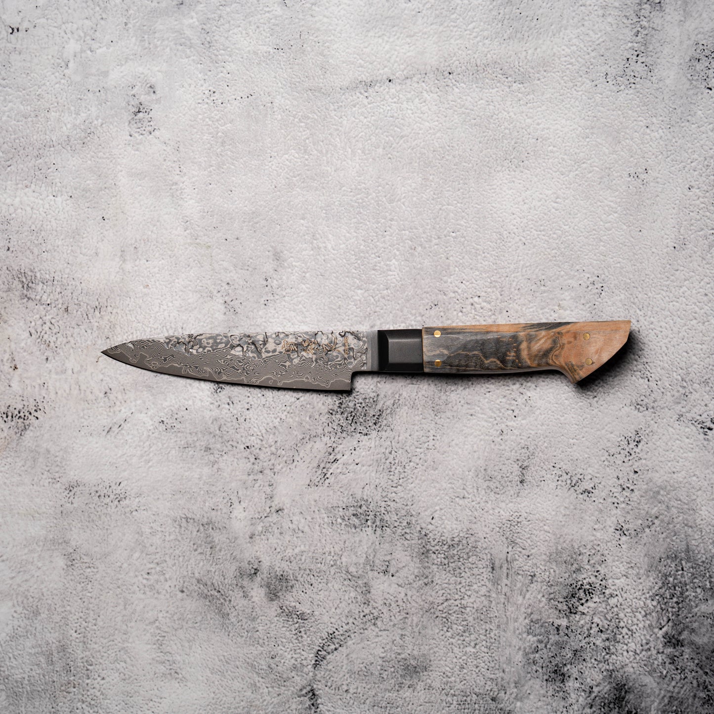 Noseto Uchi 135mm Petty Black Damascus VG-10 Ferrule Stabilized Wood Handle