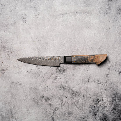 Noseto Uchi 135mm Petty Black Damascus VG-10 Ferrule Stabilized Wood Handle