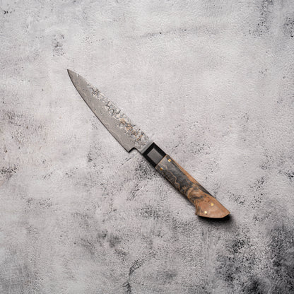 Noseto Uchi 135mm Petty Black Damascus VG-10 Ferrule Stabilized Wood Handle