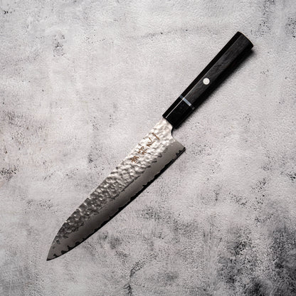 Noseto Gumo Gyuto 240mm VG10 Hammered Damascus with Buffalo Horn & Ebony Octagonal Handle