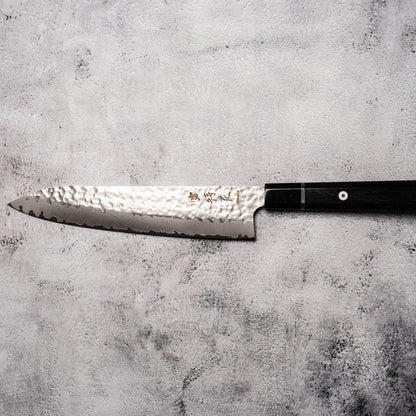 Noseto Gumo Gyuto 240mm VG10 Hammered Damascus with Buffalo Horn & Ebony Octagonal Handle