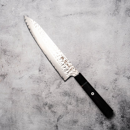 Noseto Gumo Gyuto 240mm VG10 Hammered Damascus with Buffalo Horn & Ebony Octagonal Handle