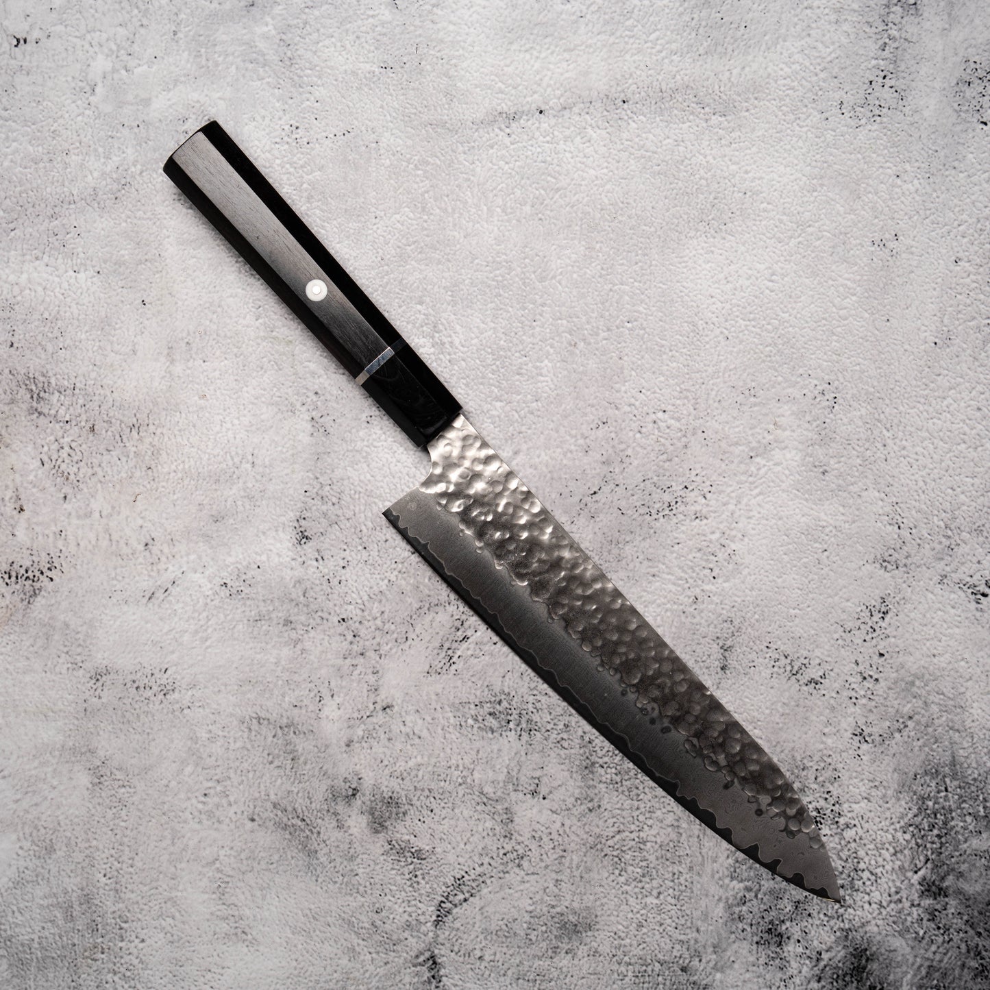Noseto Gumo Gyuto 240mm VG10 Hammered Damascus with Buffalo Horn & Ebony Octagonal Handle
