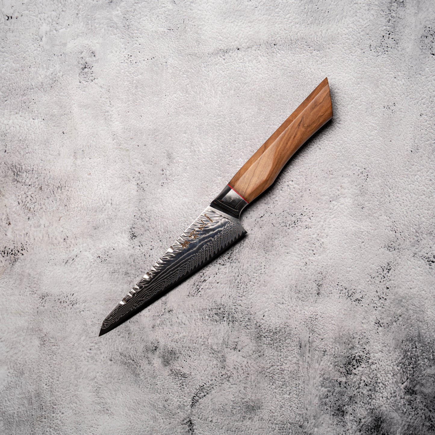 Noseto Modern Petty 150mm AUS10 73 Layer Damascus with Pakka Wood Handle