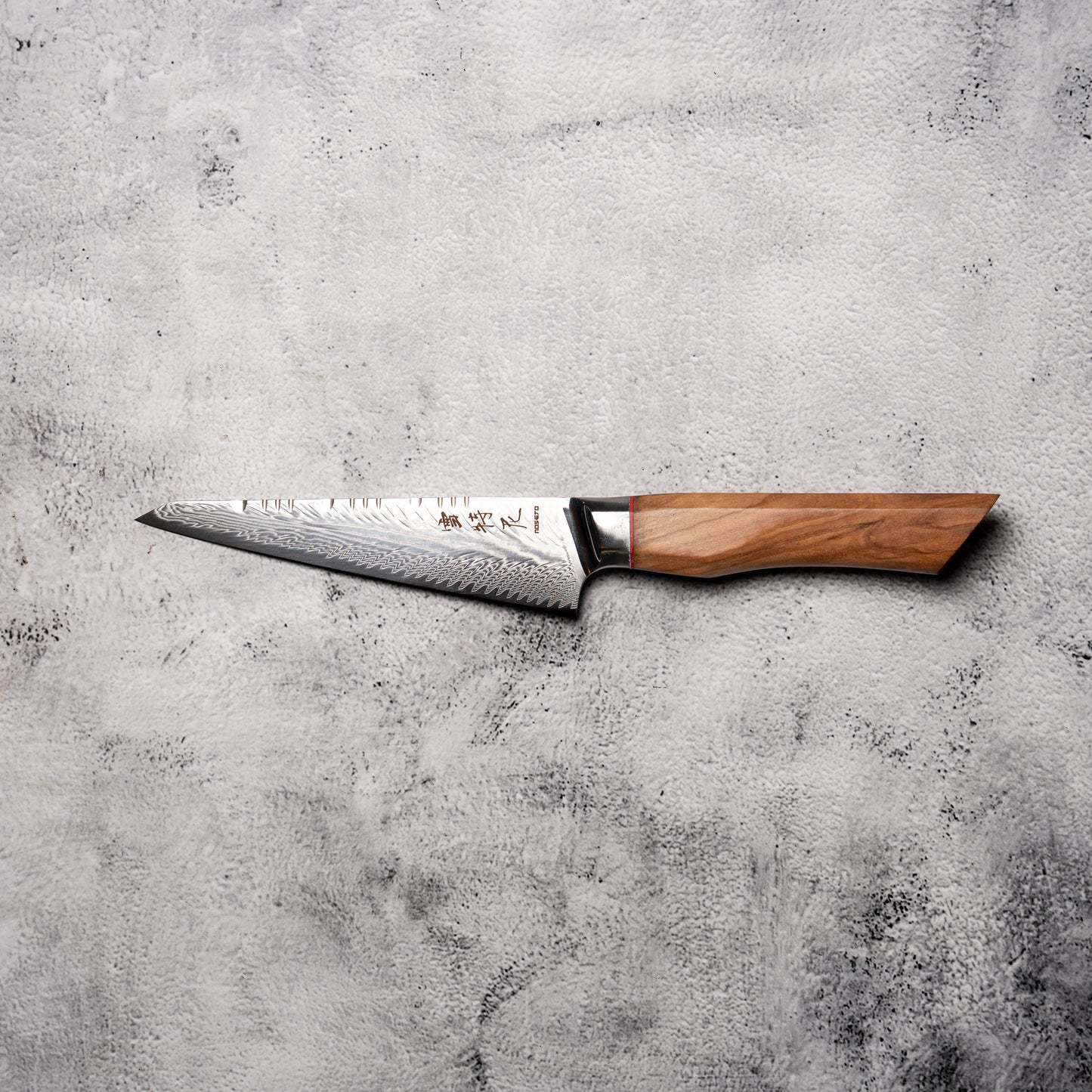 Noseto Modern Petty 150mm AUS10 73 Layer Damascus with Pakka Wood Handle