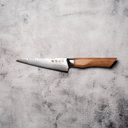 Noseto Modern Petty 150mm AUS10 73 Layer Damascus with Pakka Wood Handle